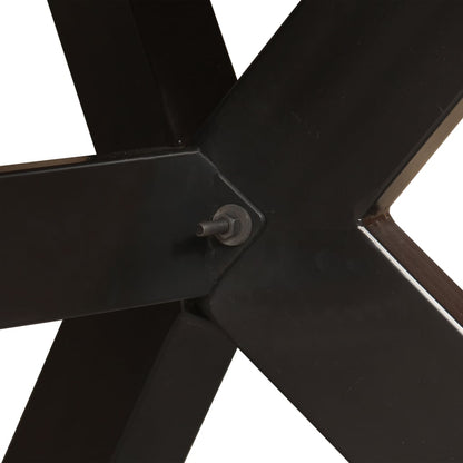 Dining Table Solid Mango Wood and Steel Cross 180 cm