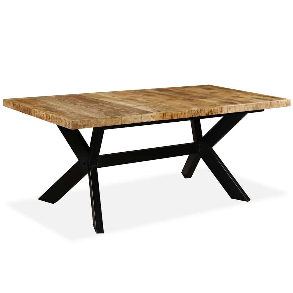 244805 vidaXL Dining Table Solid Mango Wood and Steel Cross 180 cm