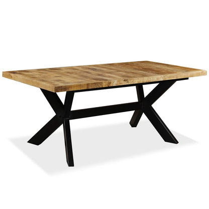 244805 vidaXL Dining Table Solid Mango Wood and Steel Cross 180 cm