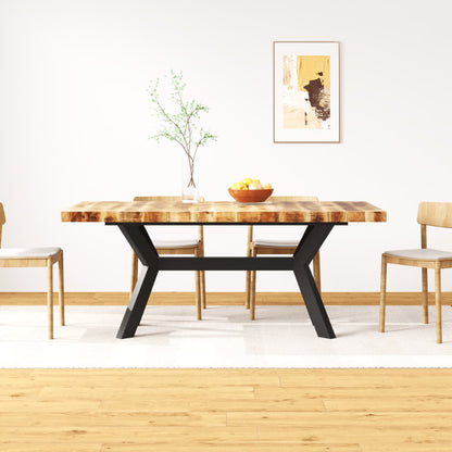 Dining Table Solid Mango Wood and Steel Cross 180 cm