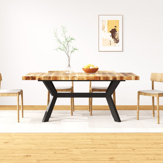 Dining Table Solid Mango Wood and Steel Cross 180 cm