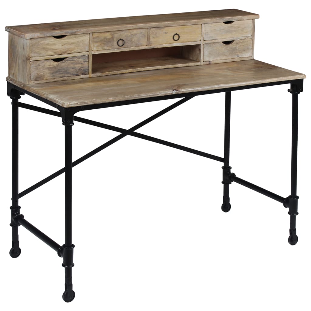 244947 vidaXL Writing Desk Solid Mango Wood and Steel 110x50x96 cm