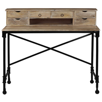 244947 vidaXL Writing Desk Solid Mango Wood and Steel 110x50x96 cm
