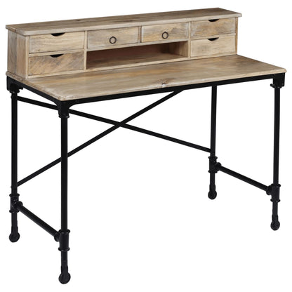 244947 vidaXL Writing Desk Solid Mango Wood and Steel 110x50x96 cm