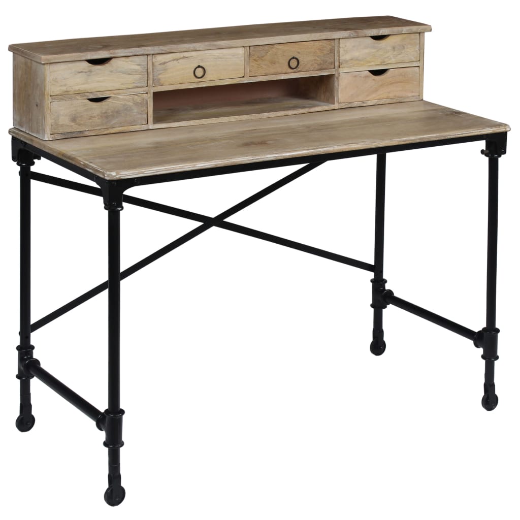244947 vidaXL Writing Desk Solid Mango Wood and Steel 110x50x96 cm