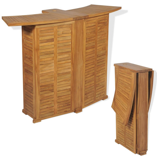 Bar Table | Brown | Solid Teak Wood | Large | Foldable | Bar Table