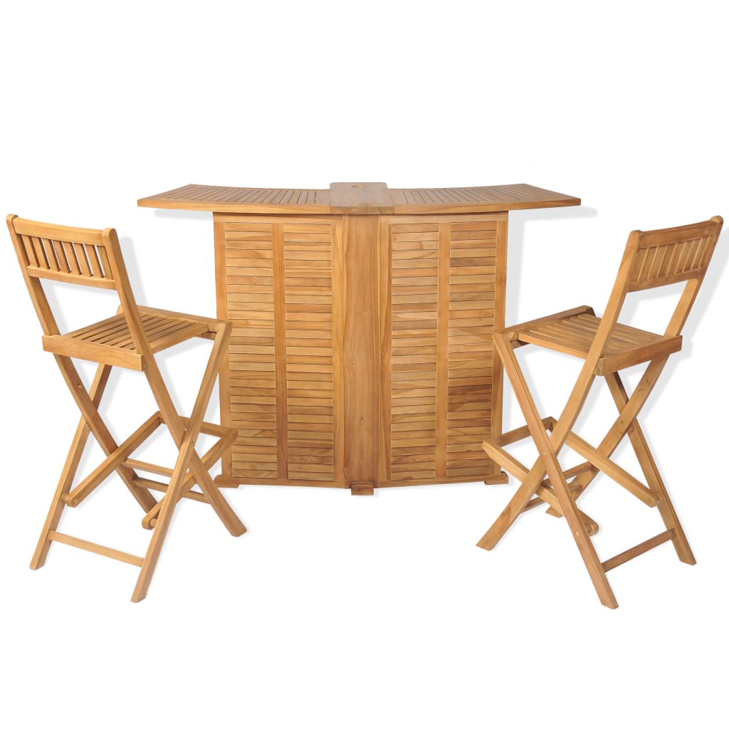 Outdoor Bar Set | Brown | Solid Teak Wood | Medium | Foldable