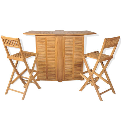 Outdoor Bar Set | Brown | Solid Teak Wood | Medium | Foldable