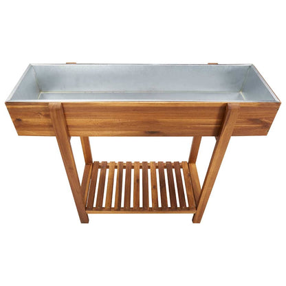 Raised Garden Raised Bed Solid Acacia Wood and Zinc