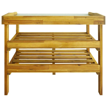 43795 vidaXL Potting Bench with 2 Shelves Solid Acacia Wood and Zinc