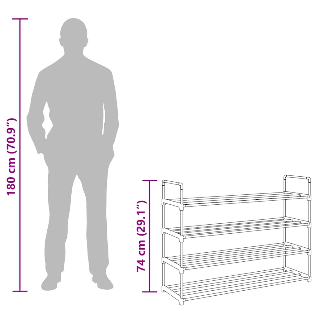 Shoe Rack | Black | Metal and Plastic | Medium | Shoe Rack | Rectangular