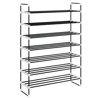 Shoe Rack with 7 Shelves Metal and Plastic Black