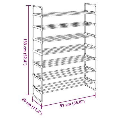 Shoe Rack with 7 Shelves Metal and Plastic Black