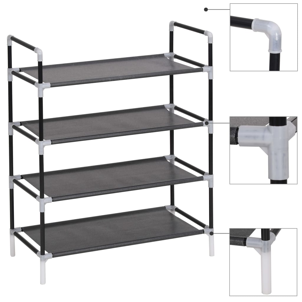Shoe Rack | Black | Metal | Standard | Shoe Rack | Rectangular