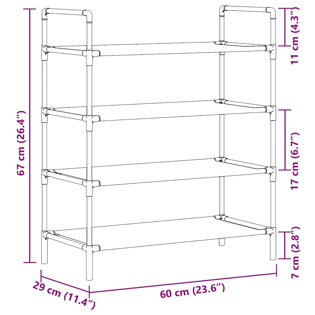 Shoe Rack | Black | Metal | Standard | Shoe Rack | Rectangular