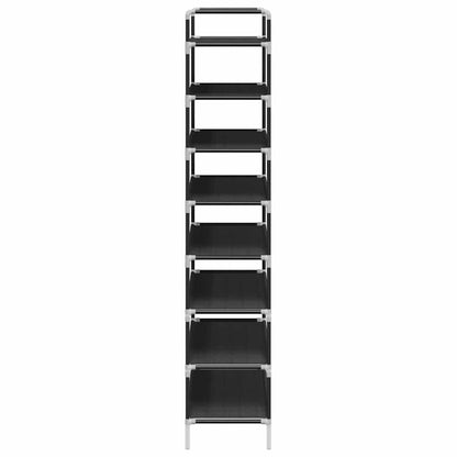 Shoe Rack with 8 Shelves Metal and Non-woven Fabric Black