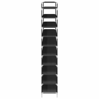 Shoe Rack with 10 Shelves Metal and Non-woven Fabric Black