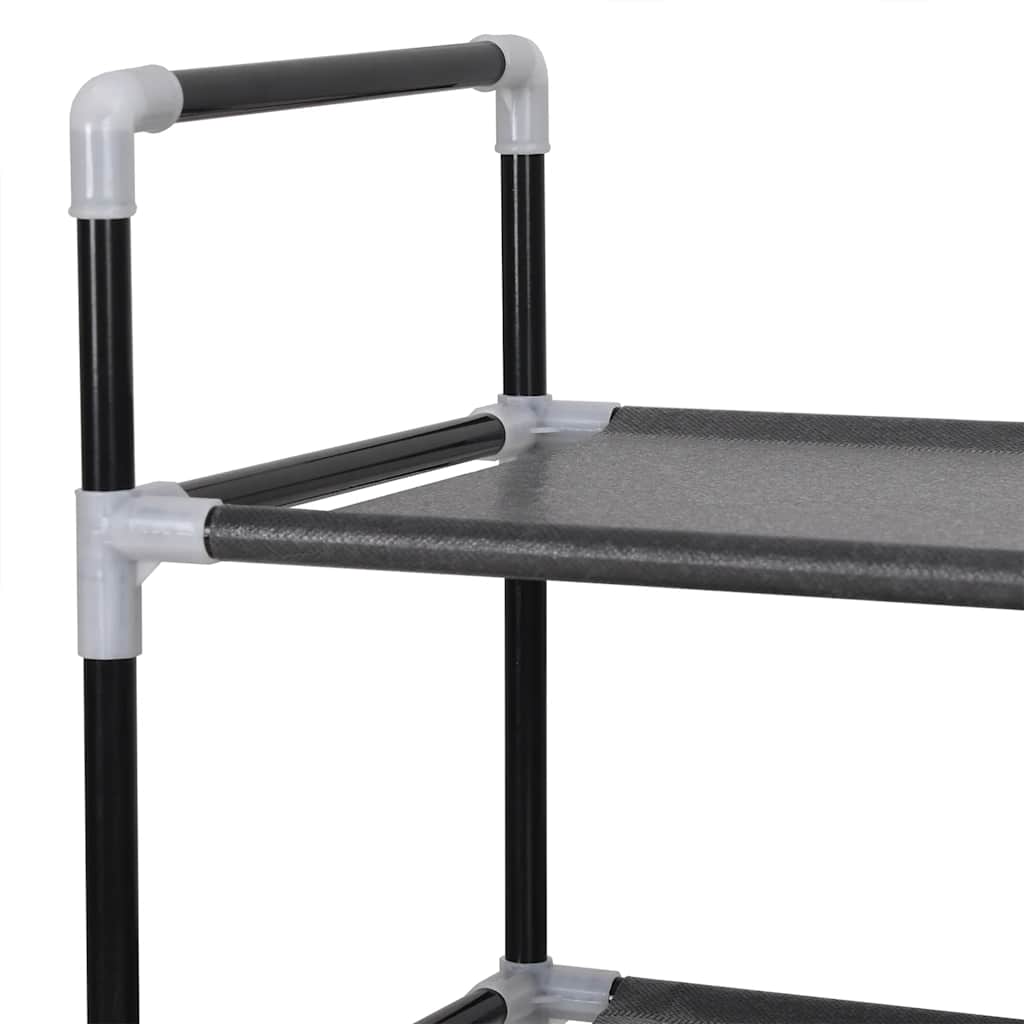 Shoe Rack with 10 Shelves Metal and Non-woven Fabric Black