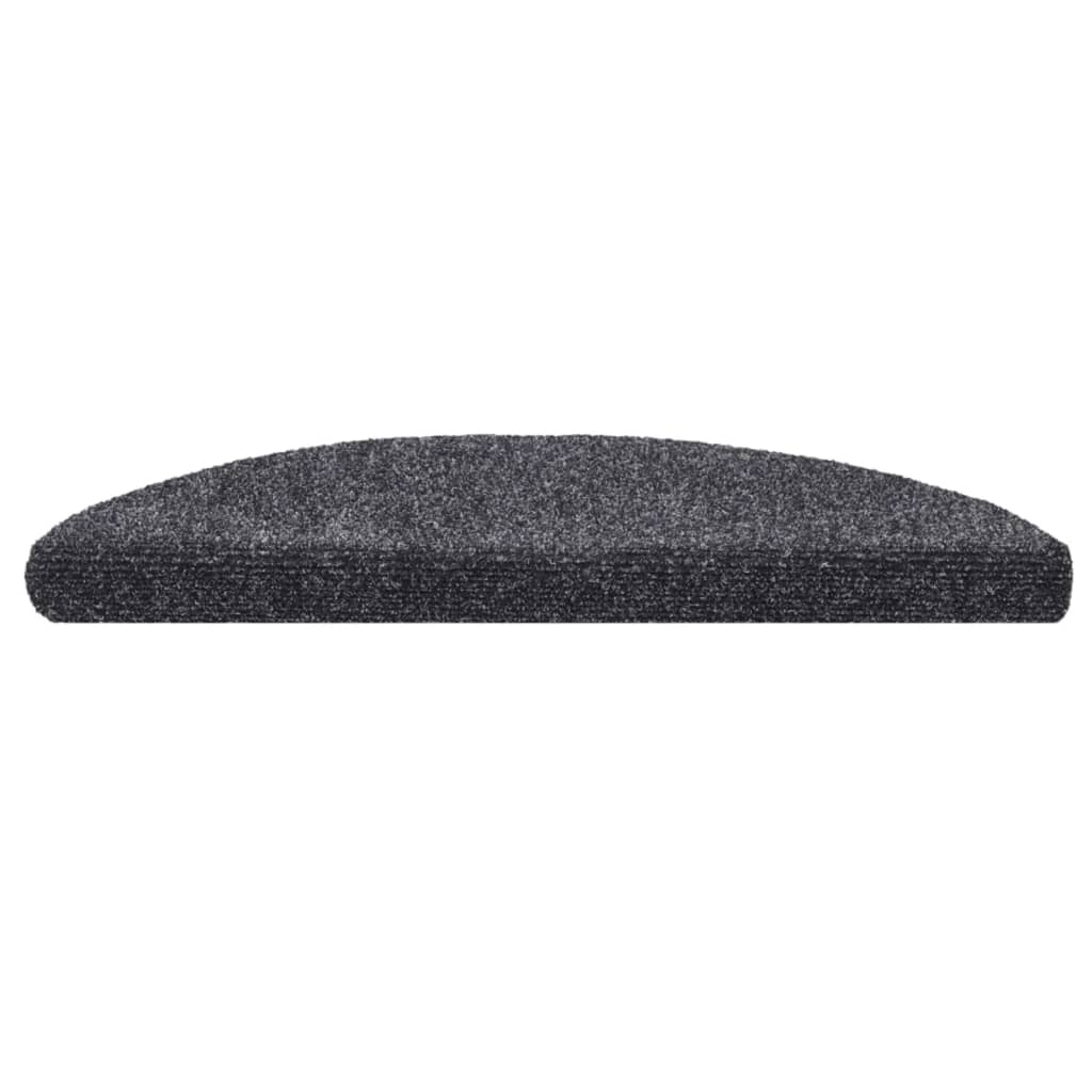 Stair Mats Self-adhesive 15 pcs 56x17x3 cm Dark Grey Half Round
