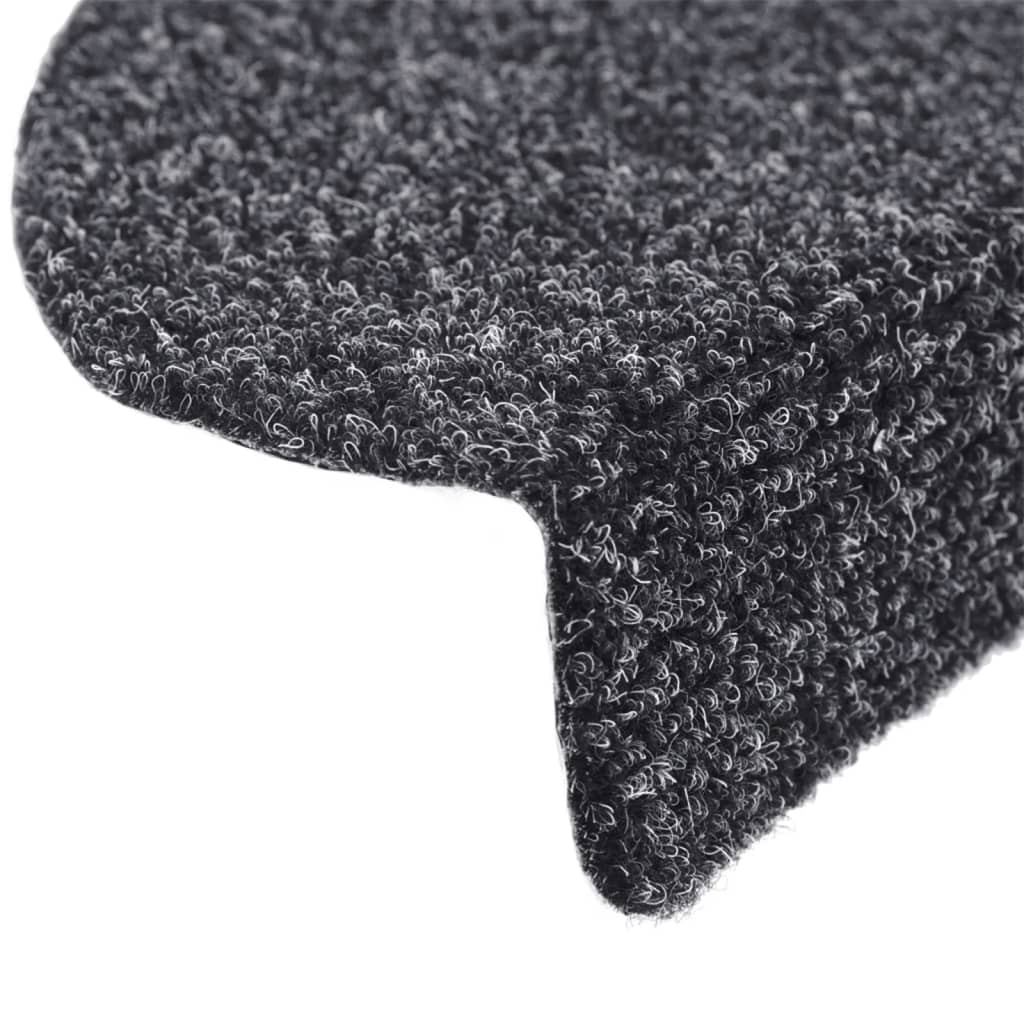 Stair Mats Self-adhesive 15 pcs 56x17x3 cm Dark Grey Half Round