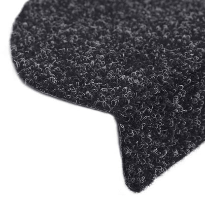 Stair Mats Self-adhesive 15 pcs 56x17x3 cm Black Half Round