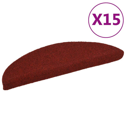 Stair Mats Self-adhesive 15 pcs 56x17x3 cm Bordeaux Red Half Round