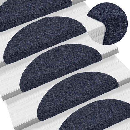 Stair Mats Self-adhesive 15 pcs 56x17x3 cm Blue Half Round