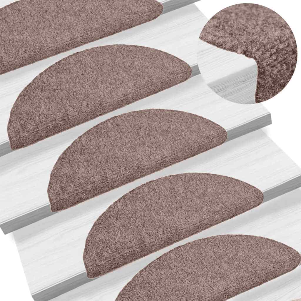Stair Mats Self-adhesive 15 pcs 65x21x4 cm Light Brown Half Round Large