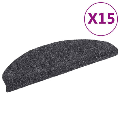 Stair Mats Self-adhesive 15 pcs 65x21x4 cm Dark Grey Half Round Large