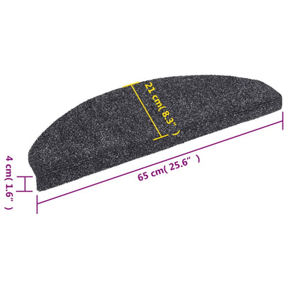 Stair Mats Self-adhesive 15 pcs 65x21x4 cm Dark Grey Half Round Large