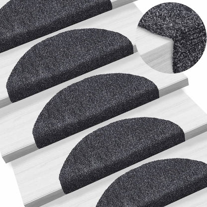 Stair Mats Self-adhesive 15 pcs 65x21x4 cm Dark Grey Half Round Large