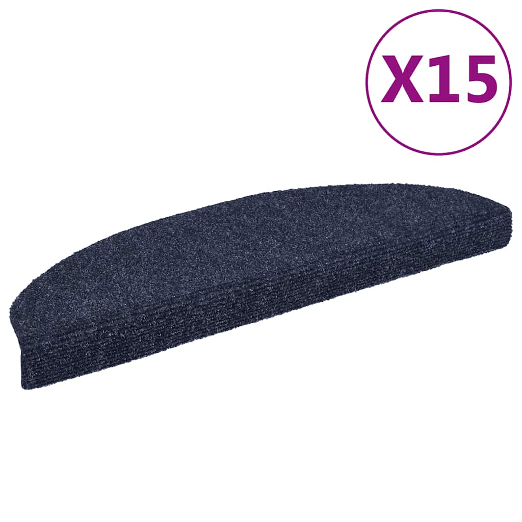 Stair Mats Self-adhesive 15 pcs 65x21x4 cm Blue Half Round Large