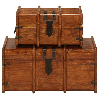 Treasure Chest Set 2 Pieces Solid Acacia Wood Honey Finish