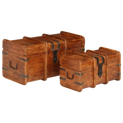 Treasure Chest Set 2 Pieces Solid Acacia Wood Honey Finish