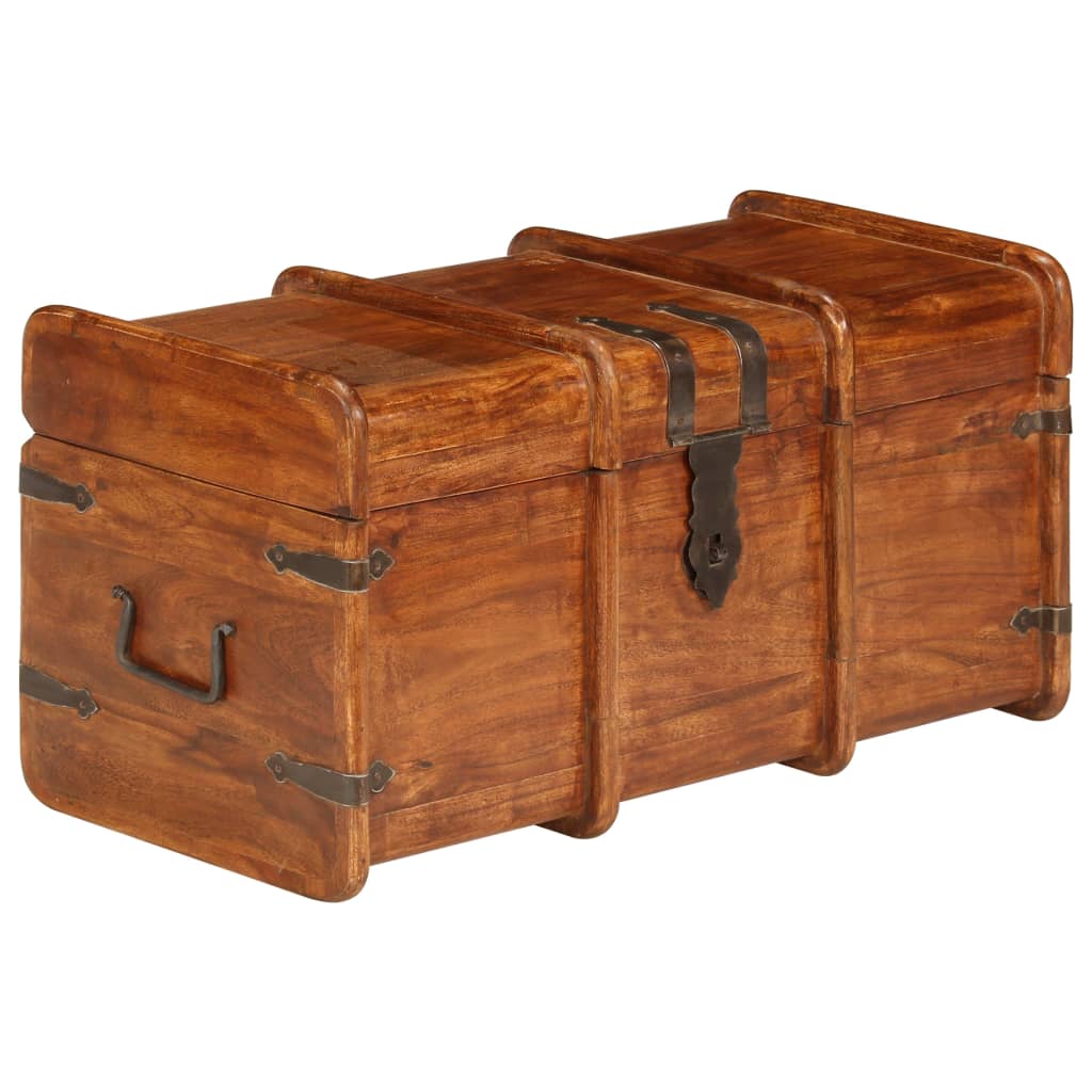 Treasure Chest Set 2 Pieces Solid Acacia Wood Honey Finish