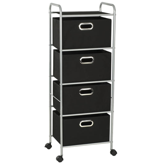 245750 vidaXL Shelving Unit with 4 Storage Boxes Steel and Non-woven Fabric