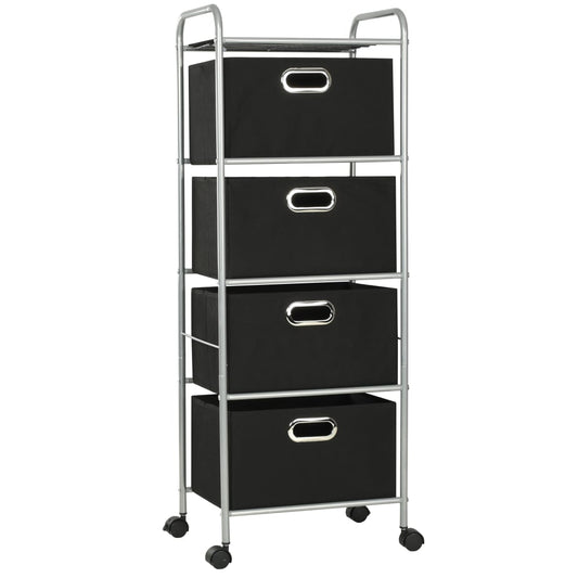 245750 vidaXL Shelving Unit with 4 Storage Boxes Steel and Non-woven Fabric