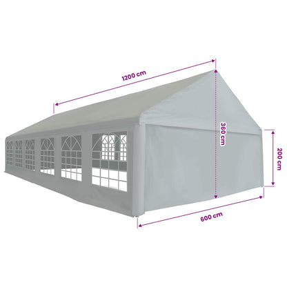 Tent Fabric without Frame Grey 12 x 6 m PE