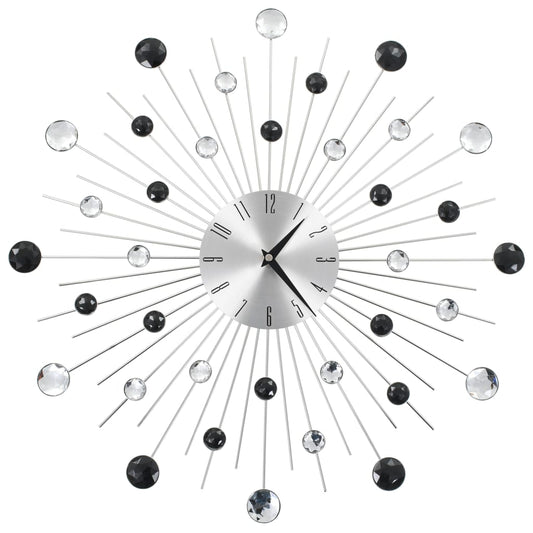 Wall Clock | Silver and black | Aluminium frame with acrylic beads