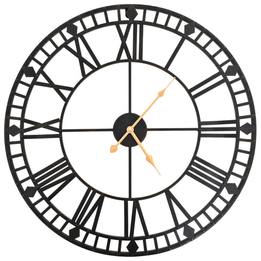 Wall Clock | Black | Metal | 60 cm | Clock | Wall Clock | Circular