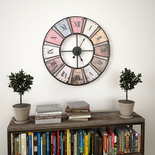 Wall Clock | Multicoloured | Metal, MDF | XXL | Decorative Inlays