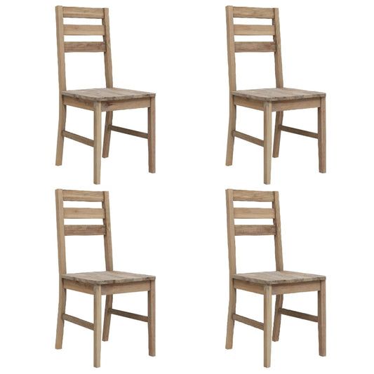 Dining Chair | Set of 4 | Brown | Solid acacia wood (brushed) | Standard