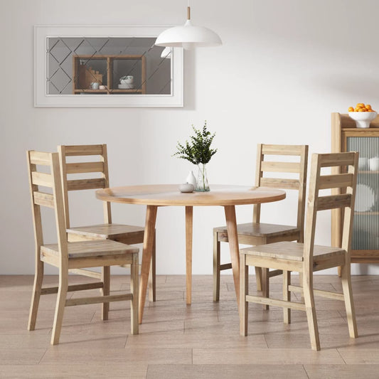 Dining Chair | Set of 4 | Brown | Solid acacia wood (brushed) | Standard