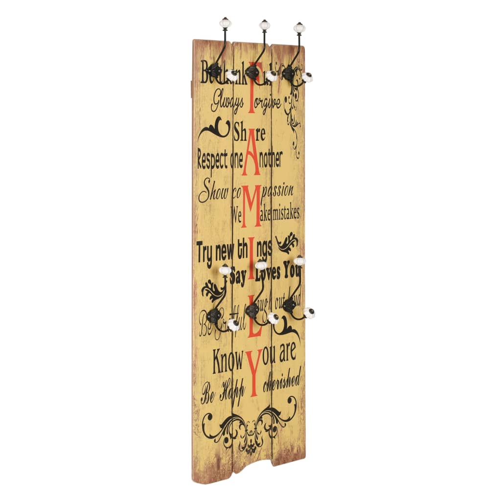 Coat Rack | Multicolour | MDF board, metal hooks | 120x40 cm