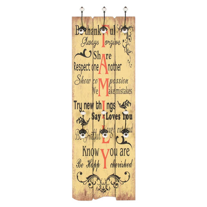 Coat Rack | Multicolour | MDF board, metal hooks | 120x40 cm