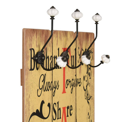 Coat Rack | Multicolour | MDF board, metal hooks | 120x40 cm