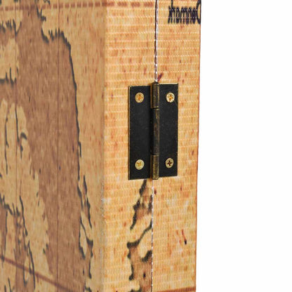 Folding Room Divider 228x170 cm World Map Yellow