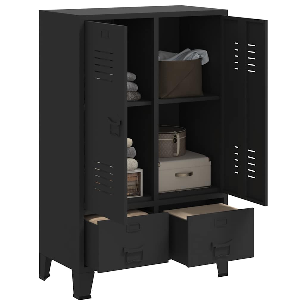 Wardrobe Metal Industrial Style 67x35x107 cm Black