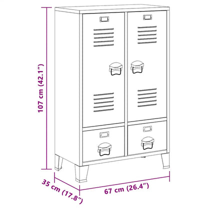 Wardrobe Metal Industrial Style 67x35x107 cm Black