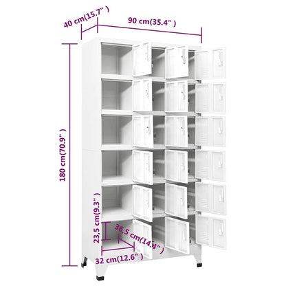 Locker Cabinet with 18 Compartments Metal 90x40x180 cm